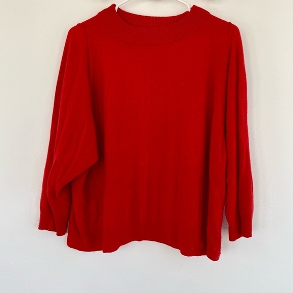 J. Crew Red Wool Blend Sweater Crew Neck Bat Sleeves - Picture 1 of 6